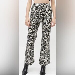 Urban Outfitters Isabella Butterfly Print Flare Pants Black & White Size 2